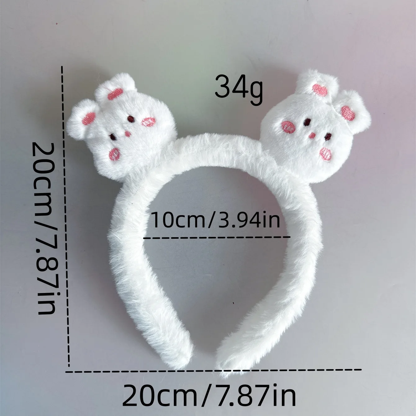 Cute Wool Rabbit Head Headband for Women Ladies Head Wears Princess Girls Lovely Bunny Head Hoop