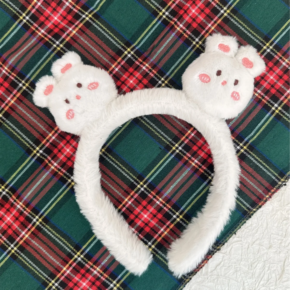 Cute Wool Rabbit Head Headband for Women Ladies Head Wears Princess Girls Lovely Bunny Head Hoop