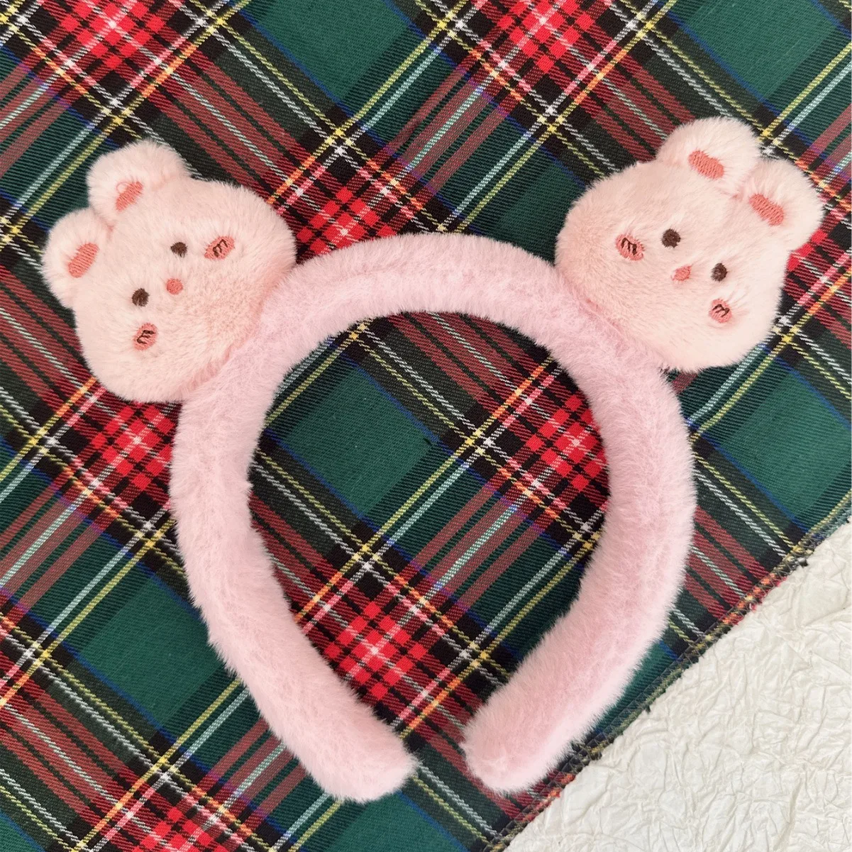 Cute Wool Rabbit Head Headband for Women Ladies Head Wears Princess Girls Lovely Bunny Head Hoop
