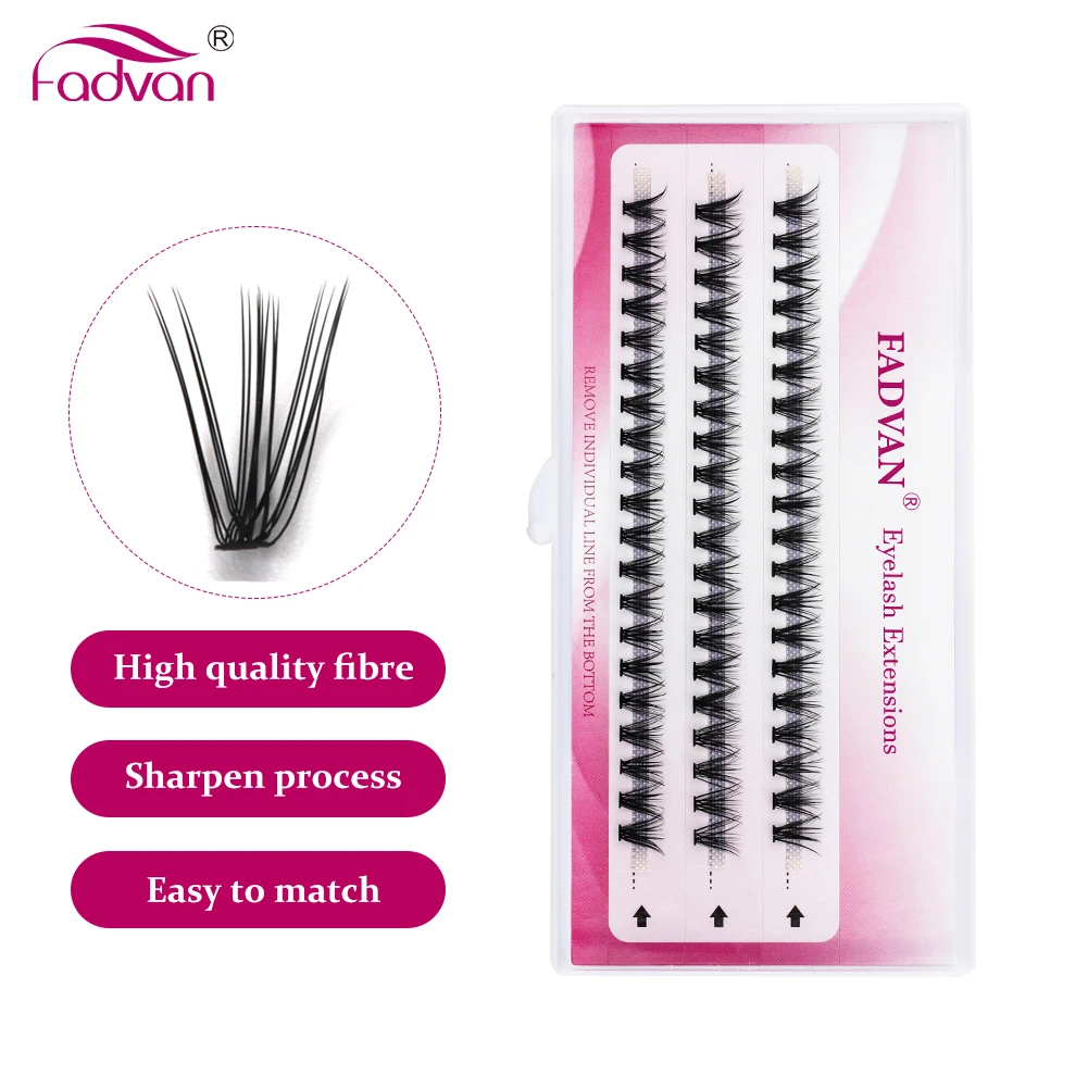 Fadvan 10pcs/Lot Cluster lashes 3 Rows 10D/20D/30D/40D 8-16mm Individual Lashes Extensions Natural Look LasFluffy Cluster Lashes