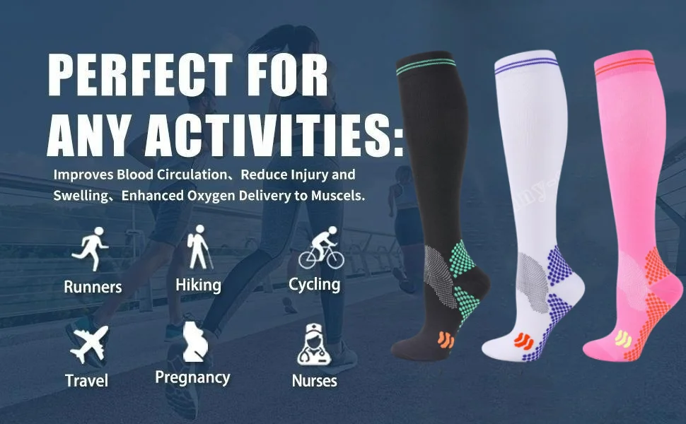 1/3 Pairs Dropship Compression Socks Varicose Veins 20-30 Mmhg Men Women Socks For Running Cycling,Football Soccer Stockings