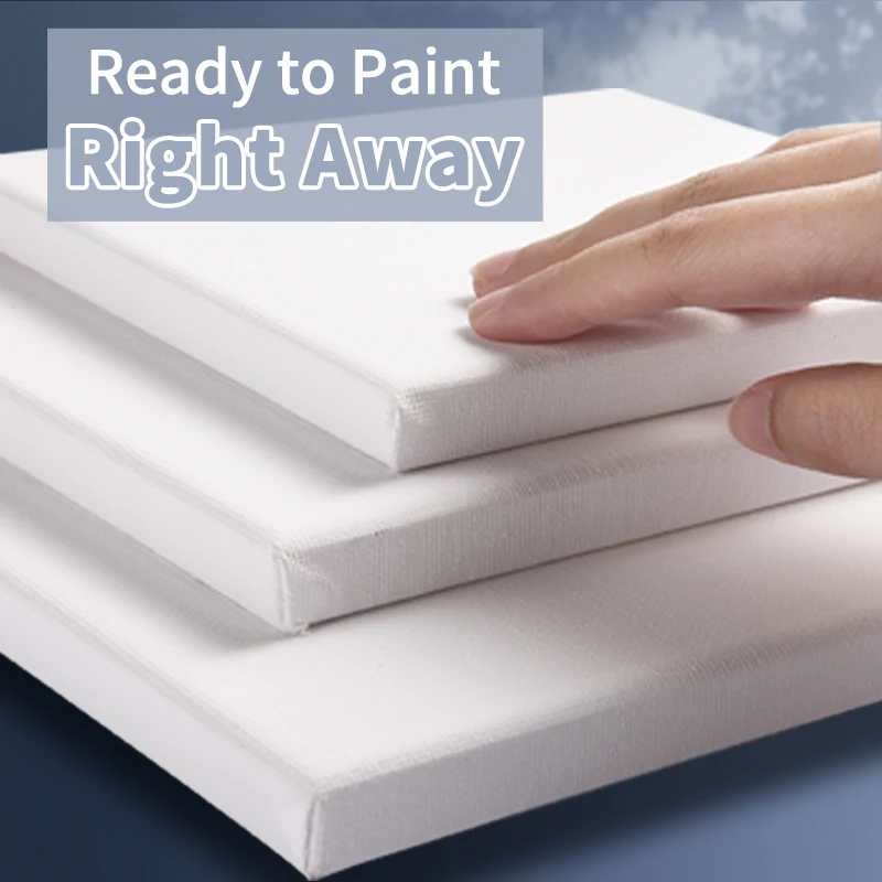 Marie's 3 Pack Stretched Canvas with 6x6", 8x8", 12x12", 12x16" and 16x20", 100% Cotton Primed White Rectangular Wooden Framed