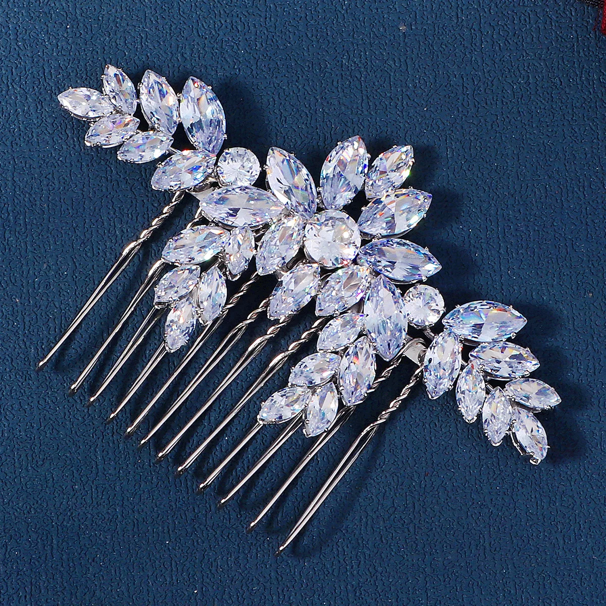 New Luxury Zirconia Bridal Hair Comb Sparkling Handmade Hair Comb for Women Wedding Headpieces Jewelry Accessories