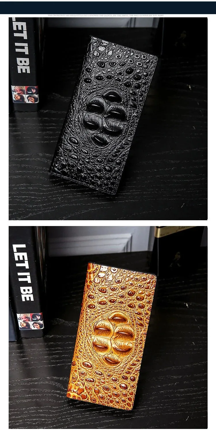 Men Wallets Business Long Crocodile Fashion Thin Short Wallet No Zipper 4 Color Pure Leather Card Wallets PJ194