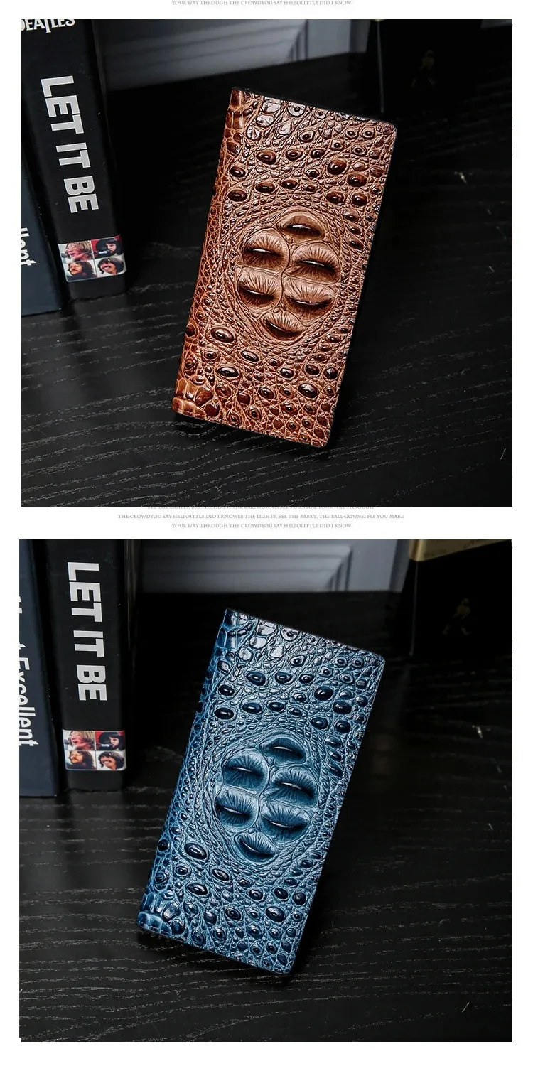 Men Wallets Business Long Crocodile Fashion Thin Short Wallet No Zipper 4 Color Pure Leather Card Wallets PJ194