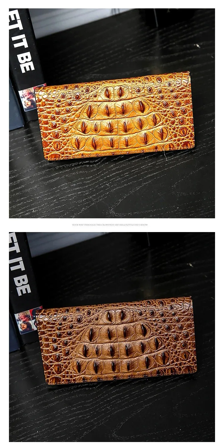 Men Wallets Business Long Crocodile Fashion Thin Short Wallet No Zipper 4 Color Pure Leather Card Wallets PJ194