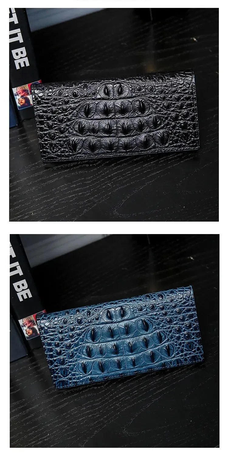 Men Wallets Business Long Crocodile Fashion Thin Short Wallet No Zipper 4 Color Pure Leather Card Wallets PJ194