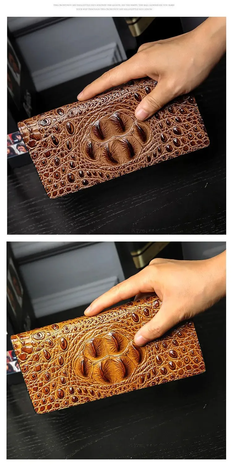 Men Wallets Business Long Crocodile Fashion Thin Short Wallet No Zipper 4 Color Pure Leather Card Wallets PJ194