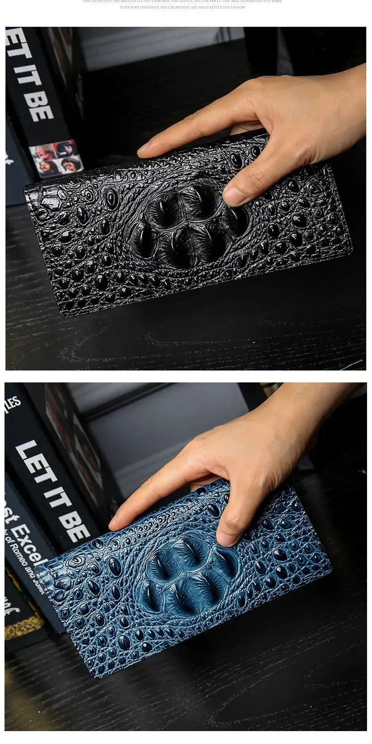Men Wallets Business Long Crocodile Fashion Thin Short Wallet No Zipper 4 Color Pure Leather Card Wallets PJ194