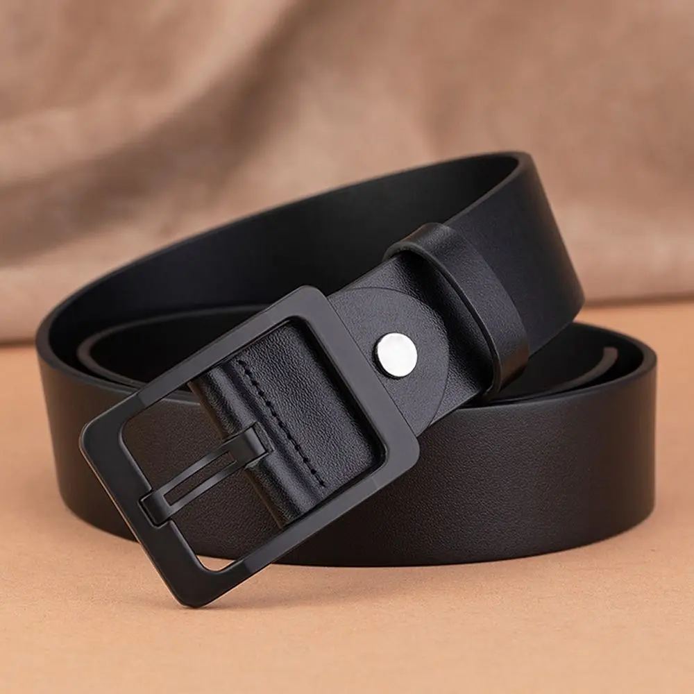 Man Retro Leather Belt Pin Buckle Jeans Black Belt Business Casual Luxury Brand Vintage Strap Waistband