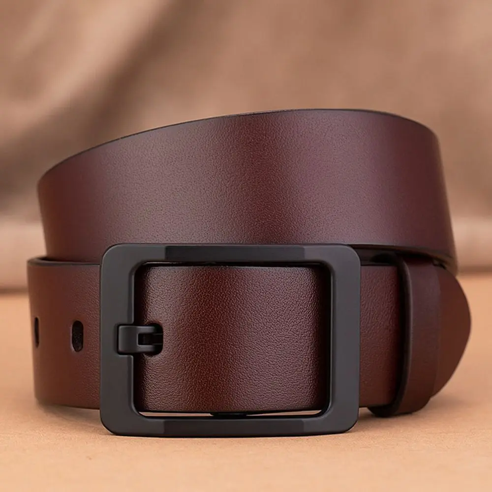 Man Retro Leather Belt Pin Buckle Jeans Black Belt Business Casual Luxury Brand Vintage Strap Waistband