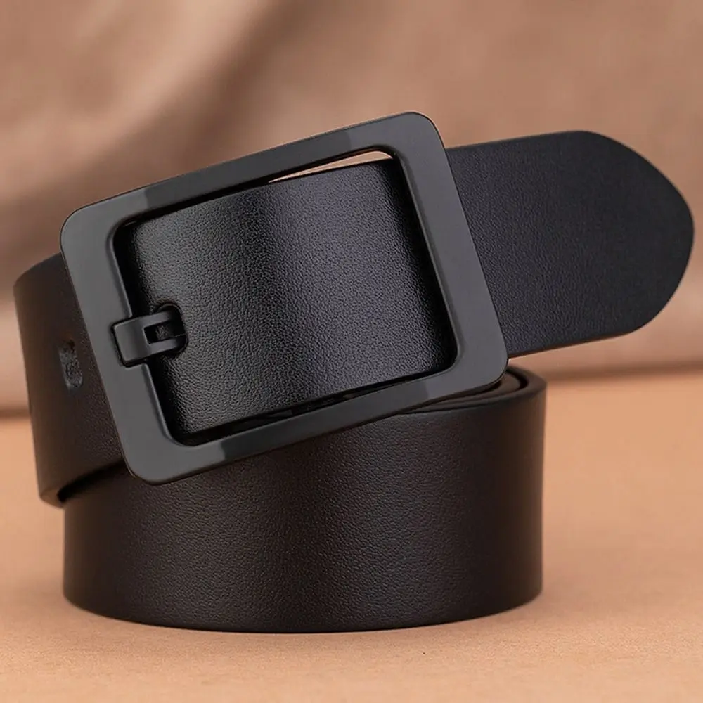 Man Retro Leather Belt Pin Buckle Jeans Black Belt Business Casual Luxury Brand Vintage Strap Waistband