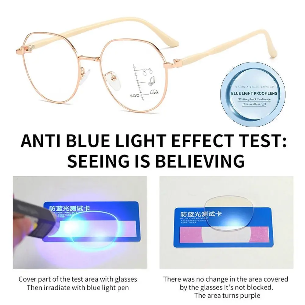 Multifocal Reading Glasses Progressive Near Far Square Eyeglasses Blue Ray Blocking Anti-Blue Light Men Women Reading Glasses