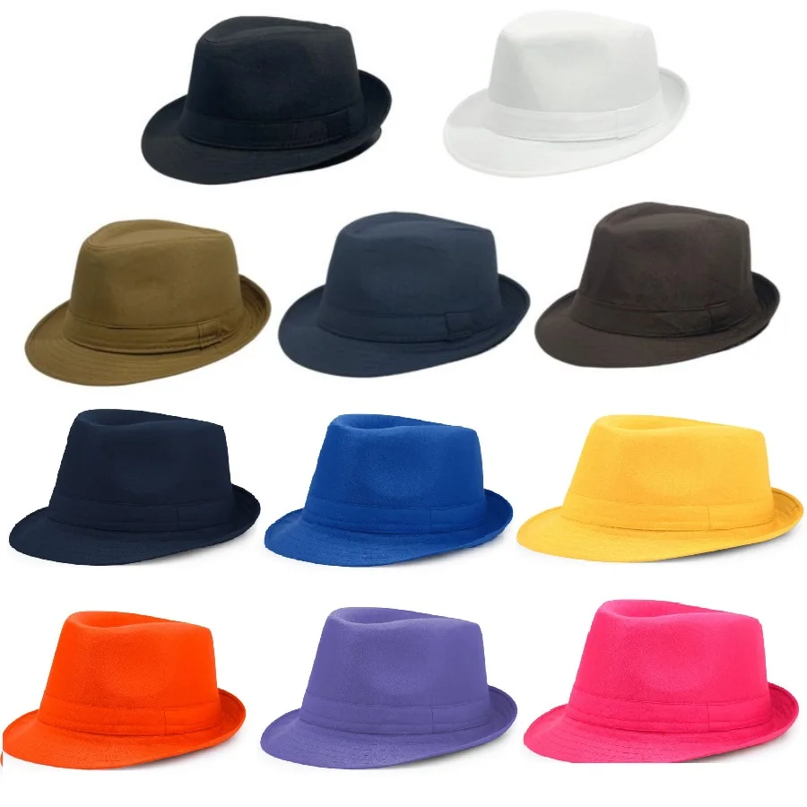 Summer Solid Bright Color Sun Hat British Jazz Hat Top Hat Men's Top Hat Winter Middle-aged and Elderly Jazz Warm Hat Fedora Hat