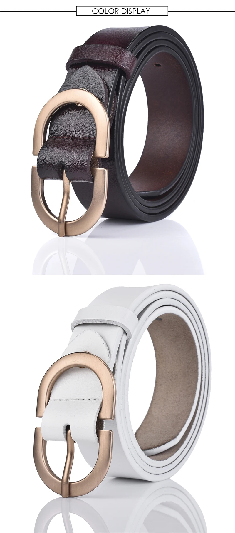 VATLTY Official Authentic Woman Leather Belt Golden Alloy Buckle Natural Cowhide Ladies Jeans Belt Trousers Belt Female ZK105