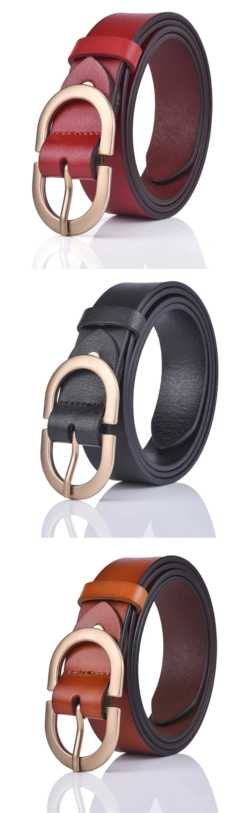 VATLTY Official Authentic Woman Leather Belt Golden Alloy Buckle Natural Cowhide Ladies Jeans Belt Trousers Belt Female ZK105