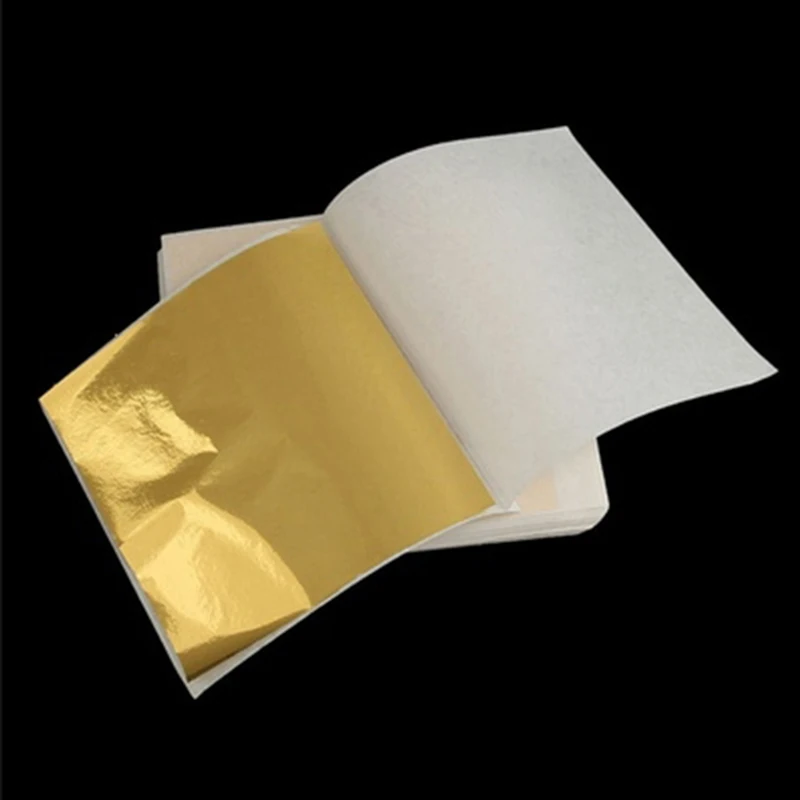 100pcs Art Craft Design Paper Sheets Practical Pure Shiny Gold Silver Rose gold Leaf for Gilding DIY Craft Party Decoration
