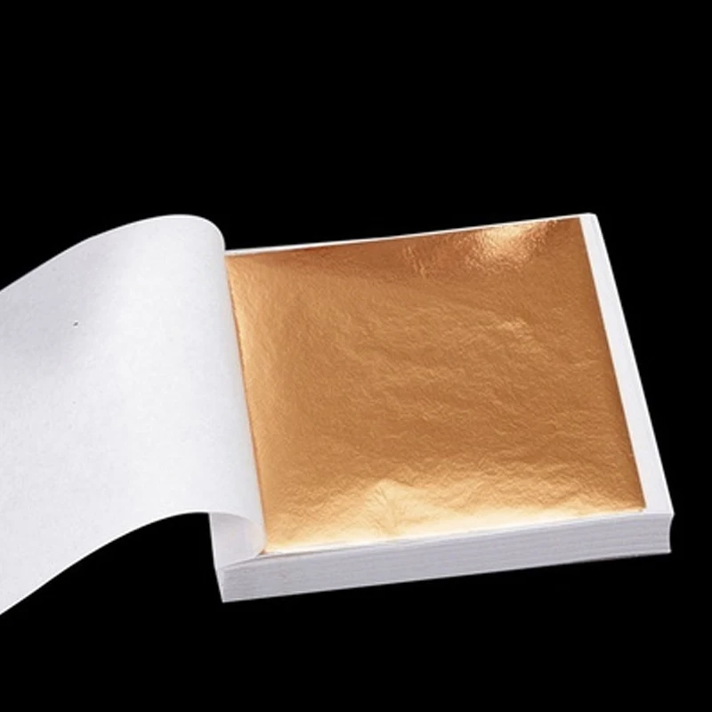 100pcs Art Craft Design Paper Sheets Practical Pure Shiny Gold Silver Rose gold Leaf for Gilding DIY Craft Party Decoration