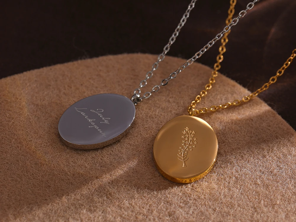 Yhpup 316 Stainless Steel 12 Month Birth Flower Floral Pendant Necklace Mother Sister Giff PVD Collar Golden Necklace Waterproof