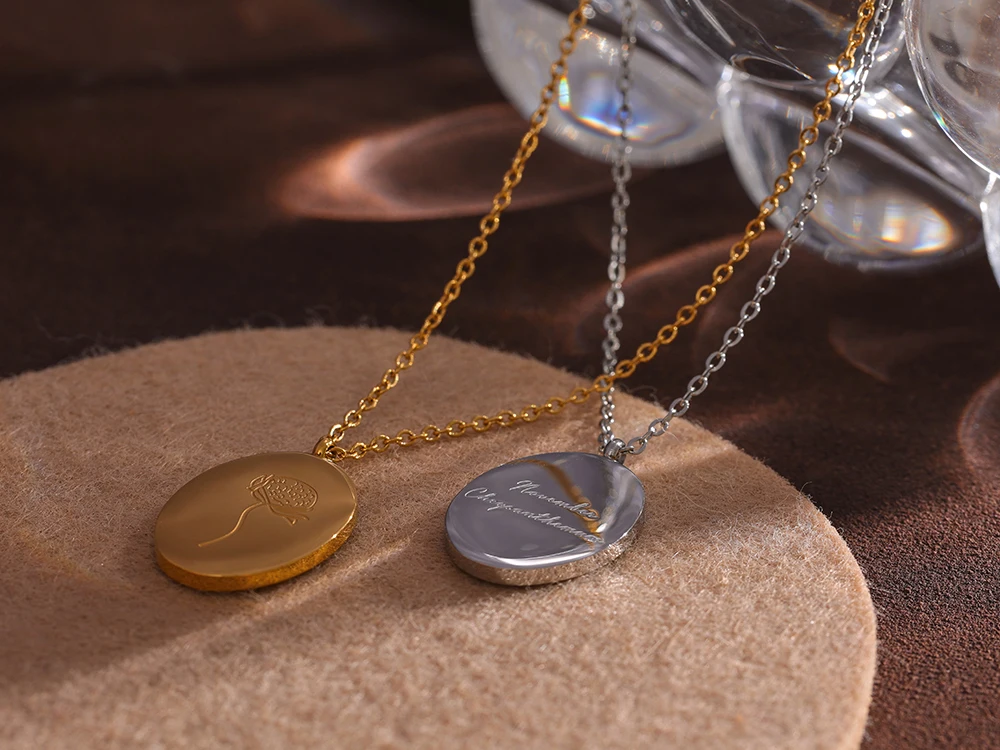 Yhpup 316 Stainless Steel 12 Month Birth Flower Floral Pendant Necklace Mother Sister Giff PVD Collar Golden Necklace Waterproof