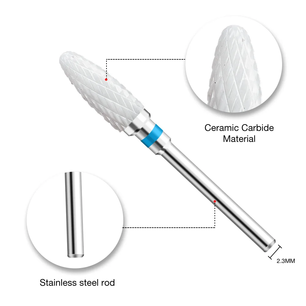 LadyMisty Ceramic Carbide Nail Drill Bit Nail Cutter Rotate Burr Milling Bits Electric Drill Machine For Manicure Pedicure Tools