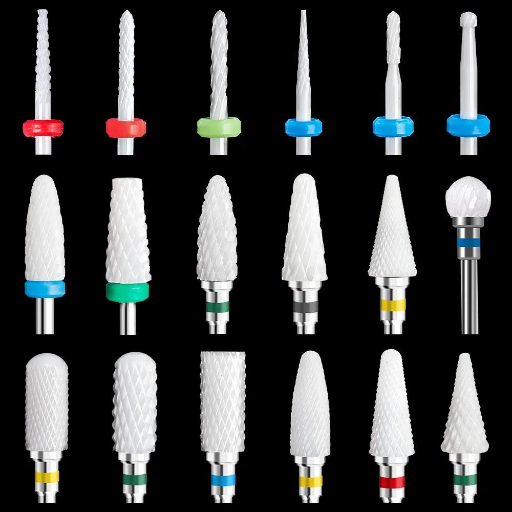 LadyMisty Ceramic Carbide Nail Drill Bit Nail Cutter Rotate Burr Milling Bits Electric Drill Machine For Manicure Pedicure Tools