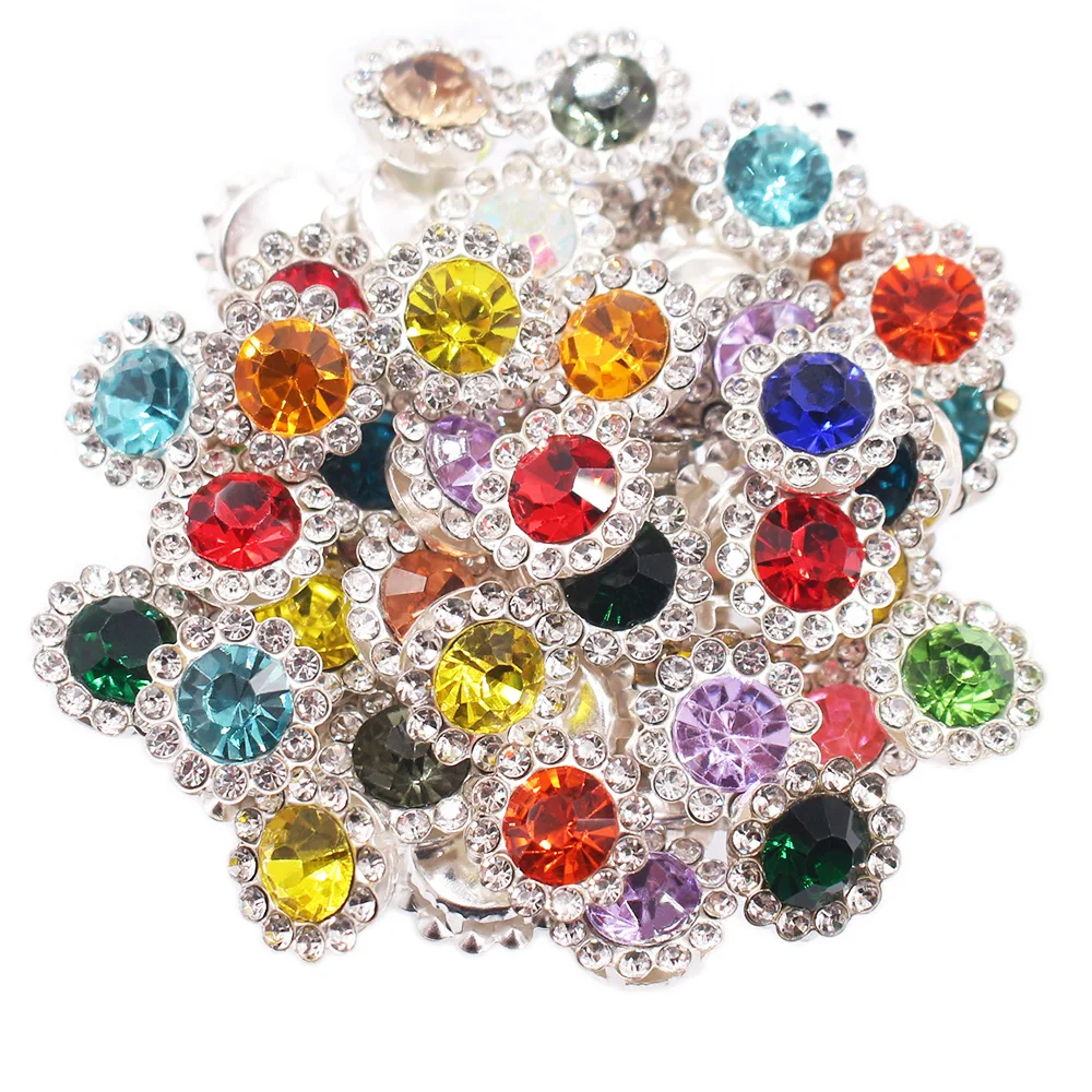 30PCS-100PCS Gold Flower Claw Rhinestones Glitter Crystals Trim Stones Beads Garment Crafts Sew On Rhinestones for Clothes Gems