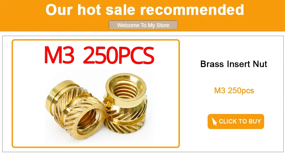M2 M2.5 M3 M4 M5 M6 M8 Brass Hot Melt Insert Knurled Nut Thread Heat Molding Double Twill Injection Embedment Nut For 3D Printer