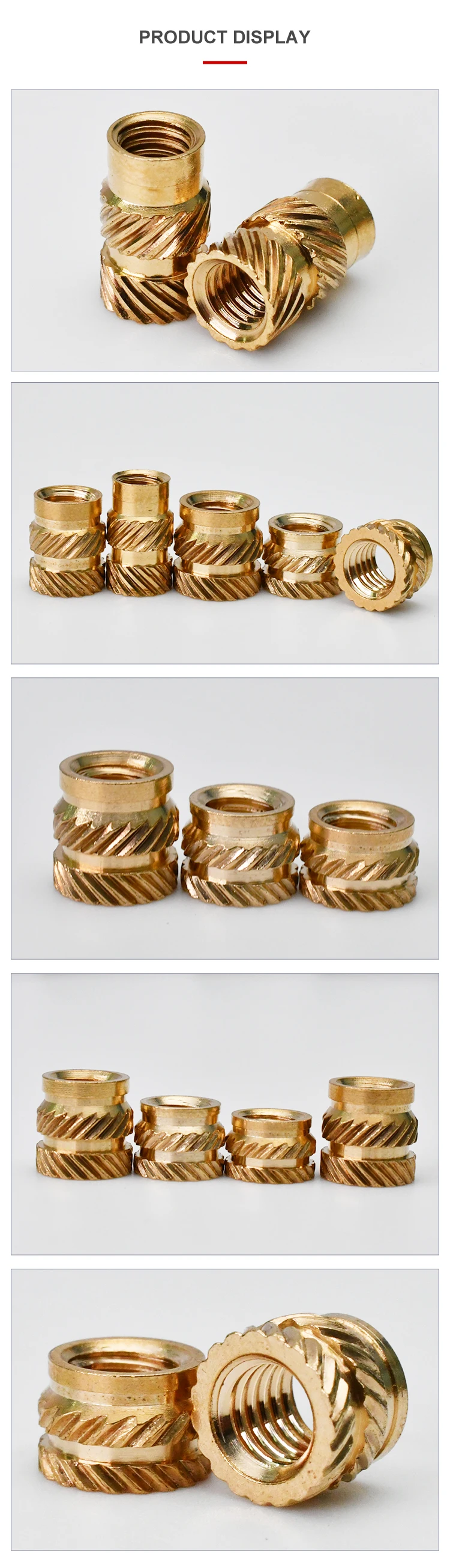 M2 M2.5 M3 M4 M5 M6 M8 Brass Hot Melt Insert Knurled Nut Thread Heat Molding Double Twill Injection Embedment Nut For 3D Printer