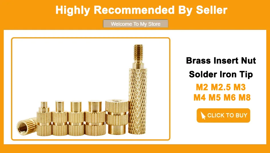 M2 M2.5 M3 M4 M5 M6 M8 Brass Hot Melt Insert Knurled Nut Thread Heat Molding Double Twill Injection Embedment Nut For 3D Printer