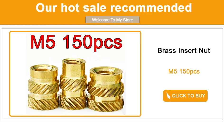 M2 M2.5 M3 M4 M5 M6 M8 Brass Hot Melt Insert Knurled Nut Thread Heat Molding Double Twill Injection Embedment Nut For 3D Printer