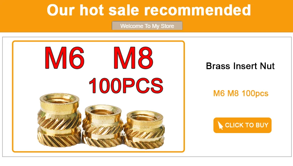 M2 M2.5 M3 M4 M5 M6 M8 Brass Hot Melt Insert Knurled Nut Thread Heat Molding Double Twill Injection Embedment Nut For 3D Printer