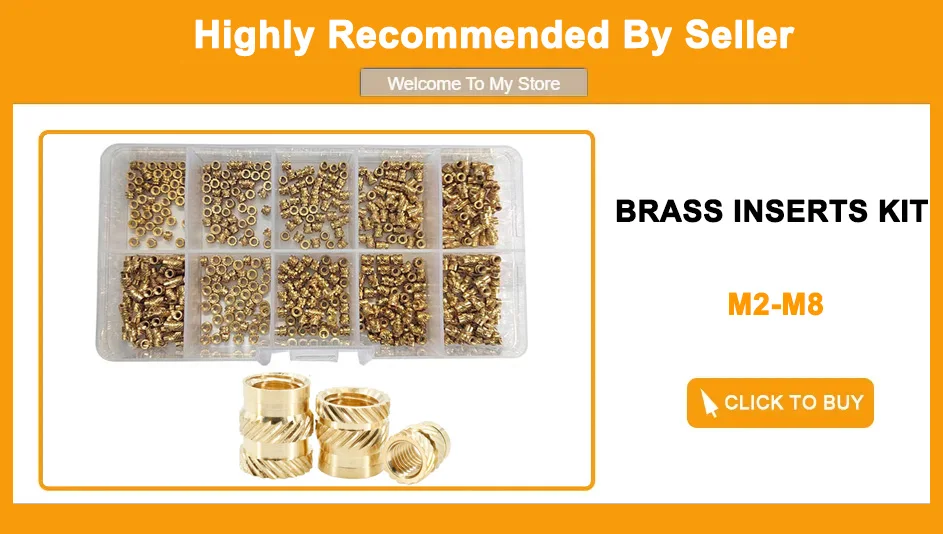 M2 M2.5 M3 M4 M5 M6 M8 Brass Hot Melt Insert Knurled Nut Thread Heat Molding Double Twill Injection Embedment Nut For 3D Printer