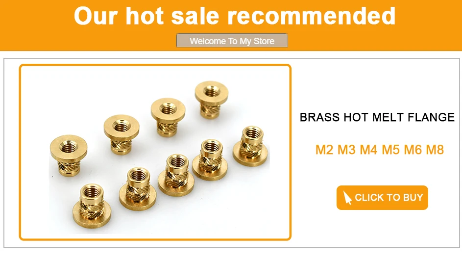 M2 M2.5 M3 M4 M5 M6 M8 Brass Hot Melt Insert Knurled Nut Thread Heat Molding Double Twill Injection Embedment Nut For 3D Printer