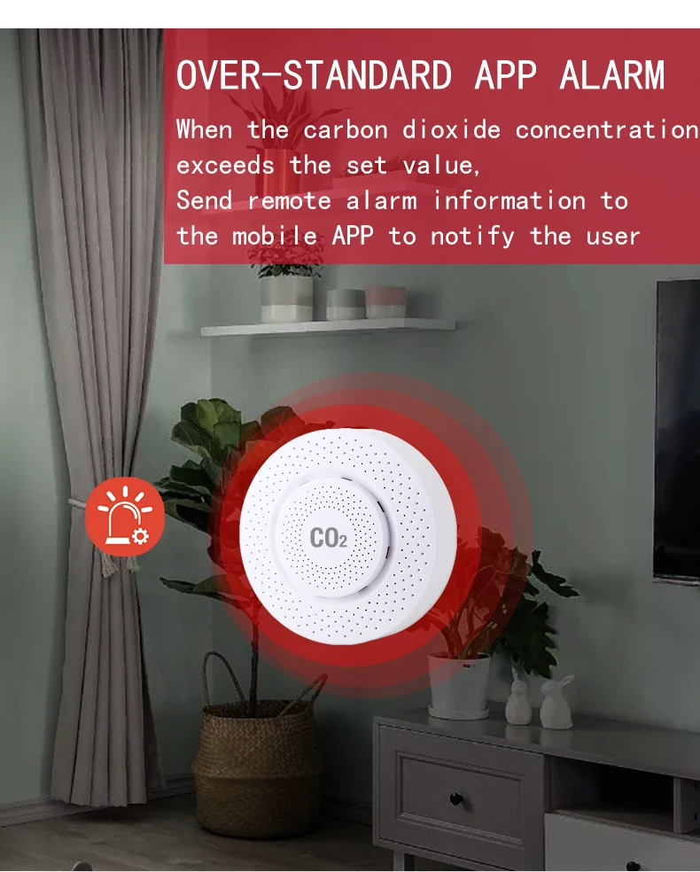 Tuya CO2 Carbon Dioxide Sensor CO2 Detector NDIR High-Precision Measurement Exceeds Standard Alarm Smart Home Linkage Tuya Senso