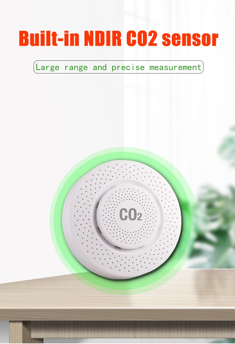 Tuya CO2 Carbon Dioxide Sensor CO2 Detector NDIR High-Precision Measurement Exceeds Standard Alarm Smart Home Linkage Tuya Senso