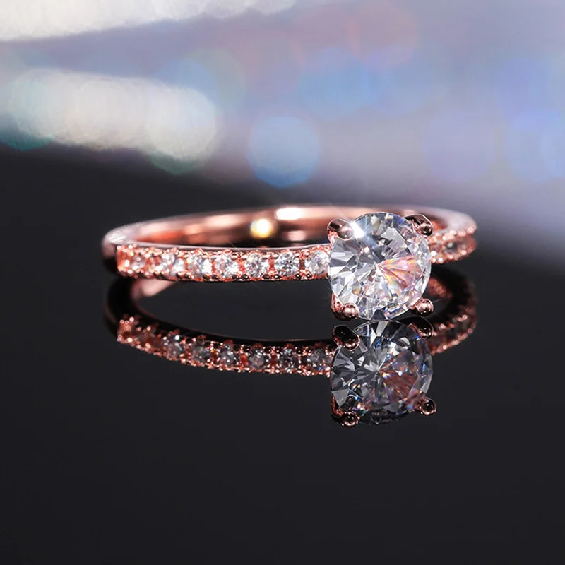 Classic Wedding Band Finger Ring for Female 925 Sterling Silver High Class AAA Zircon Stones Charming Party Jewellery