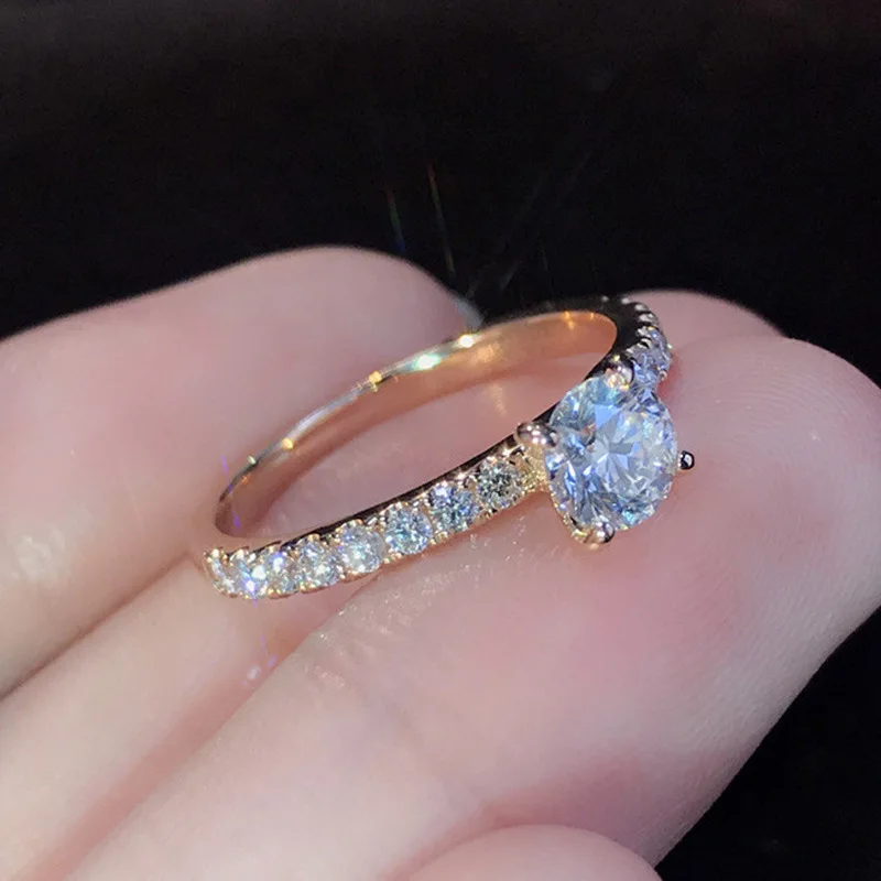 Classic Wedding Band Finger Ring for Female 925 Sterling Silver High Class AAA Zircon Stones Charming Party Jewellery