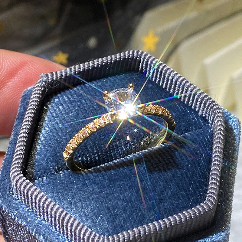 Classic Wedding Band Finger Ring for Female 925 Sterling Silver High Class AAA Zircon Stones Charming Party Jewellery