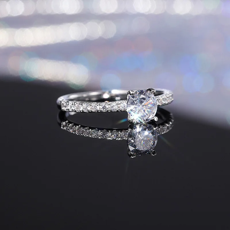 Classic Wedding Band Finger Ring for Female 925 Sterling Silver High Class AAA Zircon Stones Charming Party Jewellery