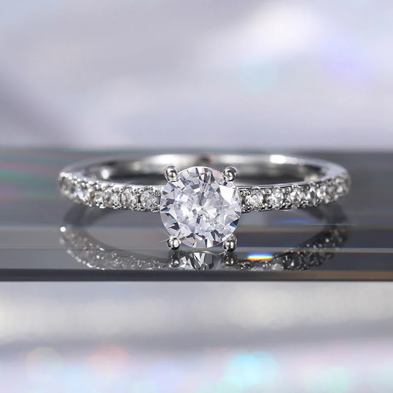 Classic Wedding Band Finger Ring for Female 925 Sterling Silver High Class AAA Zircon Stones Charming Party Jewellery