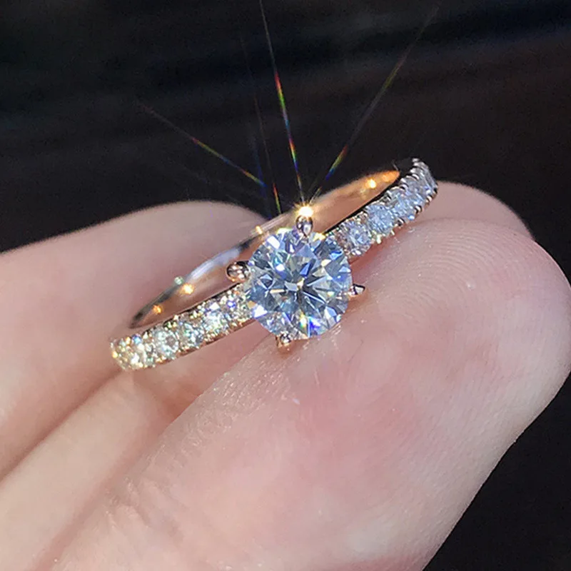 Classic Wedding Band Finger Ring for Female 925 Sterling Silver High Class AAA Zircon Stones Charming Party Jewellery