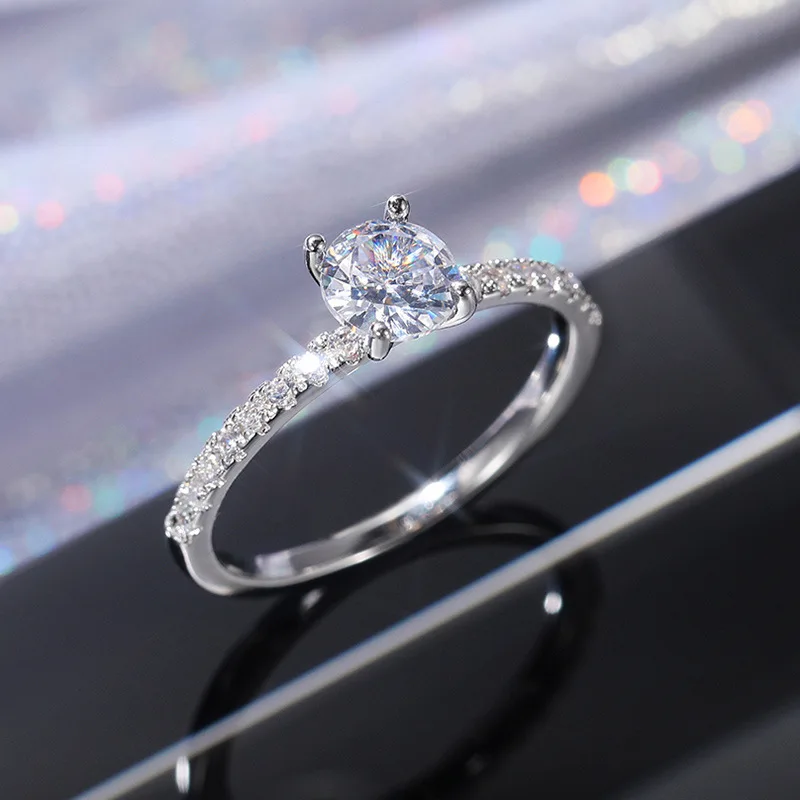 Classic Wedding Band Finger Ring for Female 925 Sterling Silver High Class AAA Zircon Stones Charming Party Jewellery