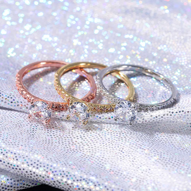 Classic Wedding Band Finger Ring for Female 925 Sterling Silver High Class AAA Zircon Stones Charming Party Jewellery