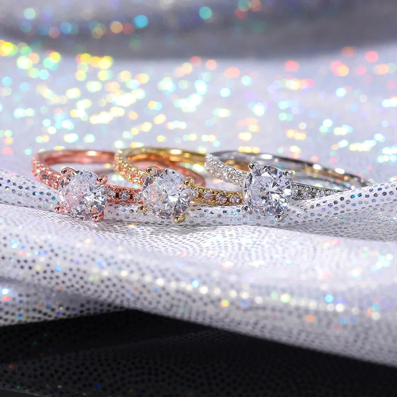 Classic Wedding Band Finger Ring for Female 925 Sterling Silver High Class AAA Zircon Stones Charming Party Jewellery