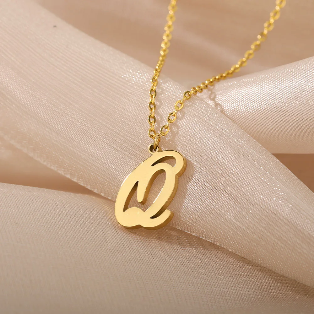 Dainty Initial Letter Necklaces For Women Gold Color Minimalist Stainless Steel Initial Necklace Femme Wedding Jewelry Gift