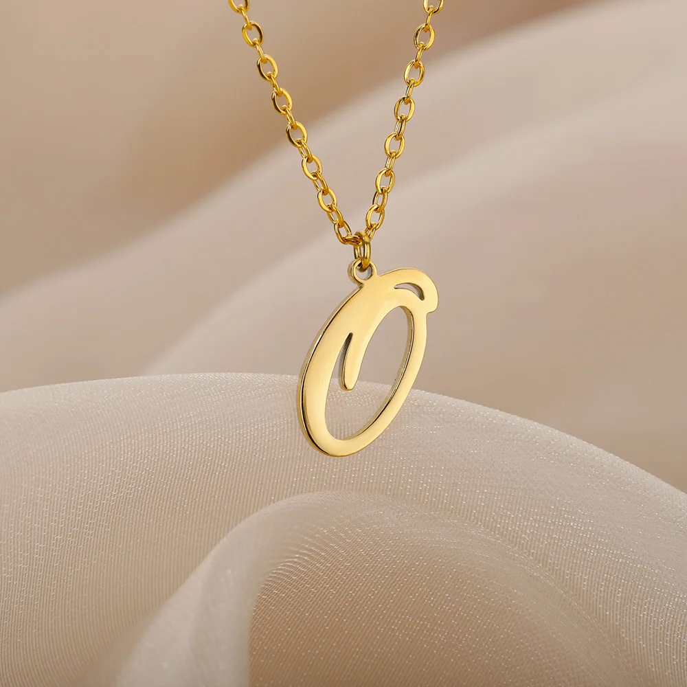 Dainty Initial Letter Necklaces For Women Gold Color Minimalist Stainless Steel Initial Necklace Femme Wedding Jewelry Gift