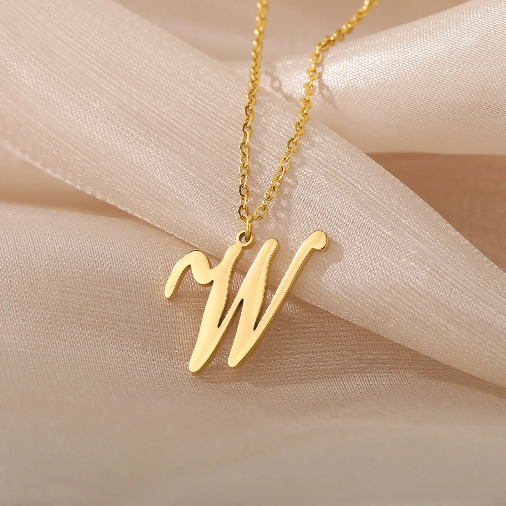 Dainty Initial Letter Necklaces For Women Gold Color Minimalist Stainless Steel Initial Necklace Femme Wedding Jewelry Gift