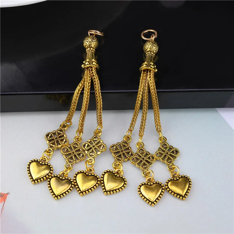 2pcs/lot Tassel Charms Gold Color Pendant For Earrings Necklaces DIY Handmade Decorations Supplies Jewelry Making Accessories
