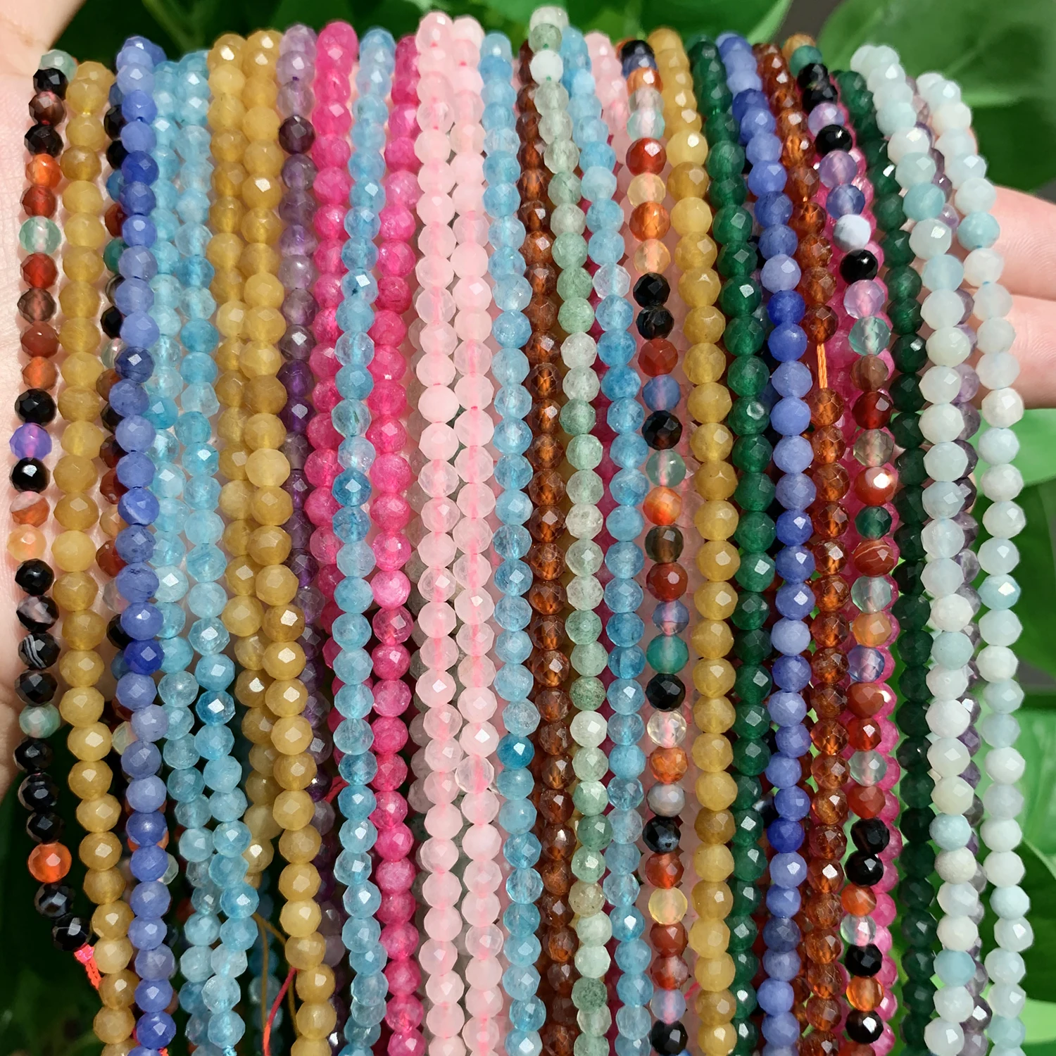 Natural Blue Sapphire Round Faceted Loose Spacer Tiny Beads DIY Bracelet Earring Charms for Jewelry Making 15inch  2/3/4mm
